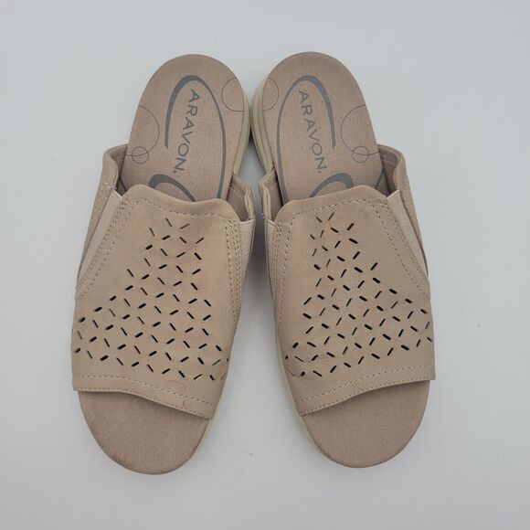 Aravon Beaumont Peep Dove Slides Womens Size 7B Comfort Sandals CH1993 - Picture 7 of 10